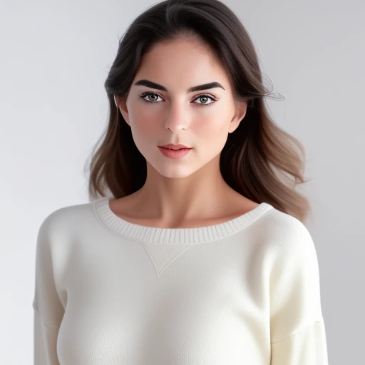 1girl,sweater,white background