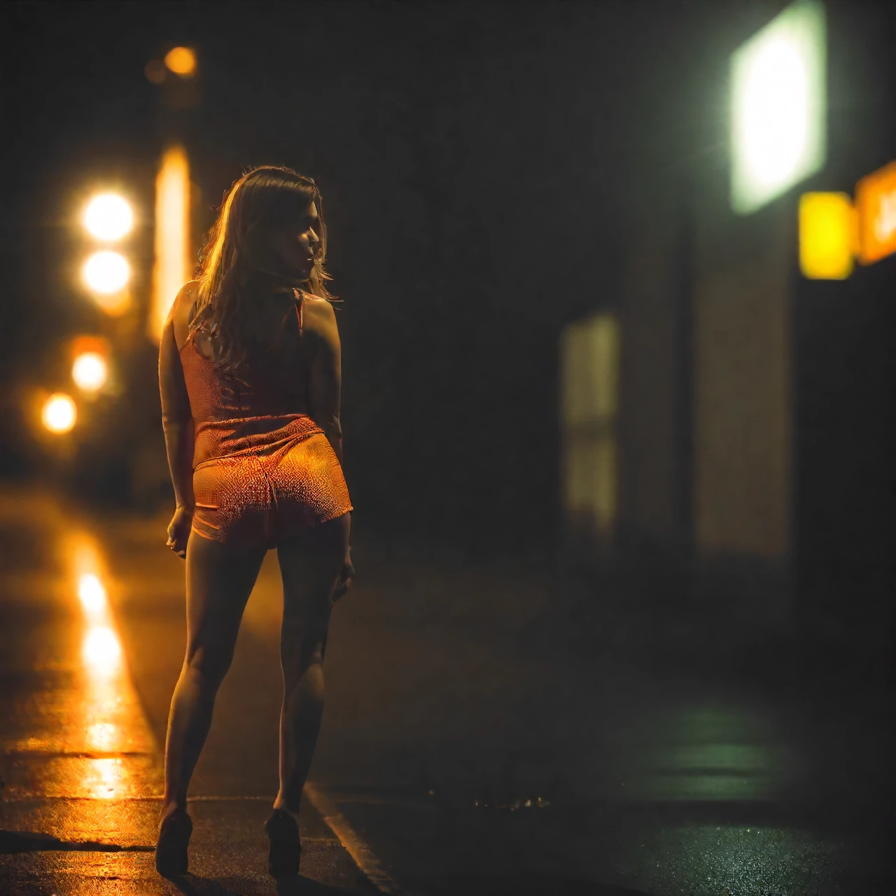 <lora:hooker_pony_v1:0.6> prostitution on the street, a prostitute is standing at a street corner,sexy clothing,street hooker bpe-illuminati, score_9, score_8_up, rating_questionable,questionable