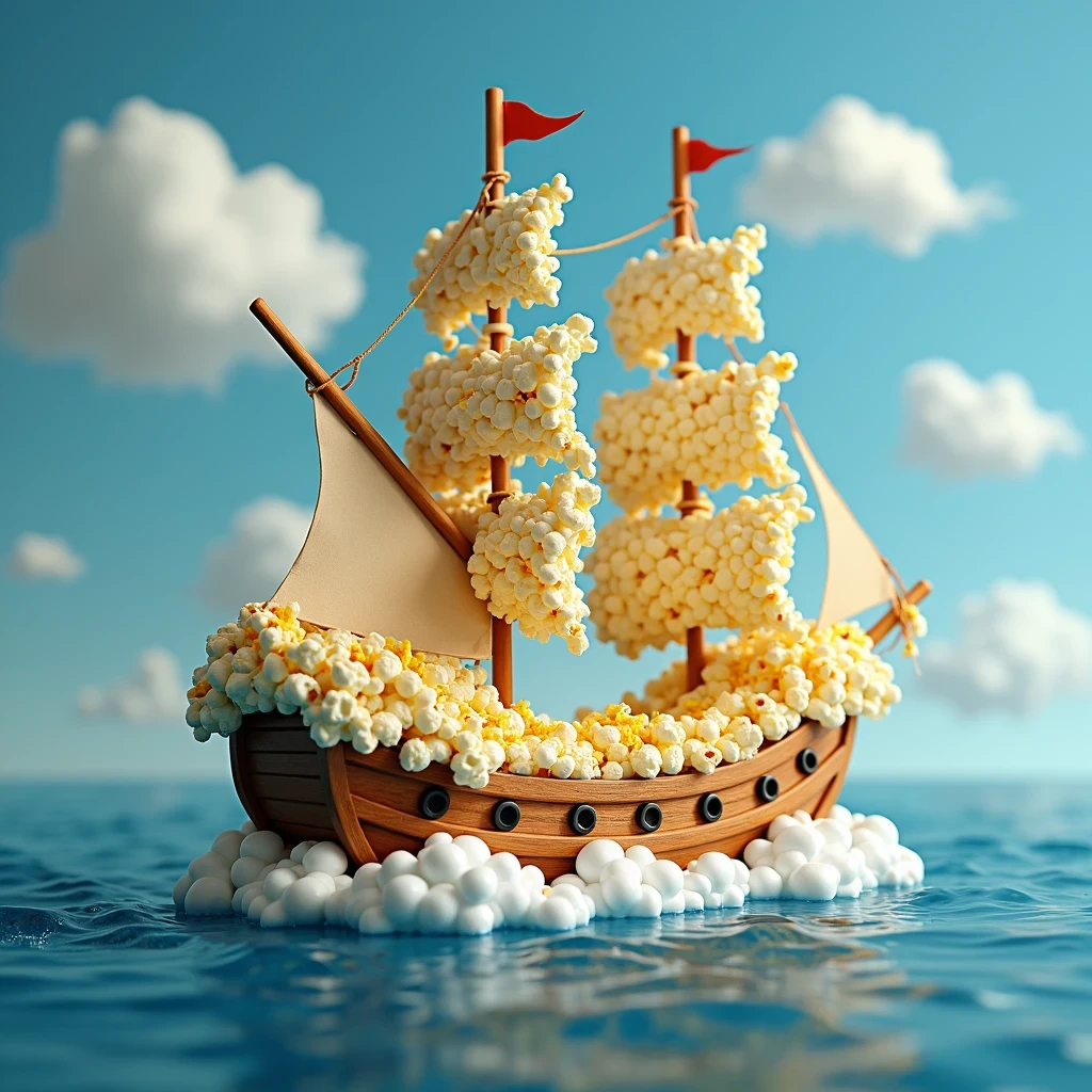 a ship made of, popcorn mania