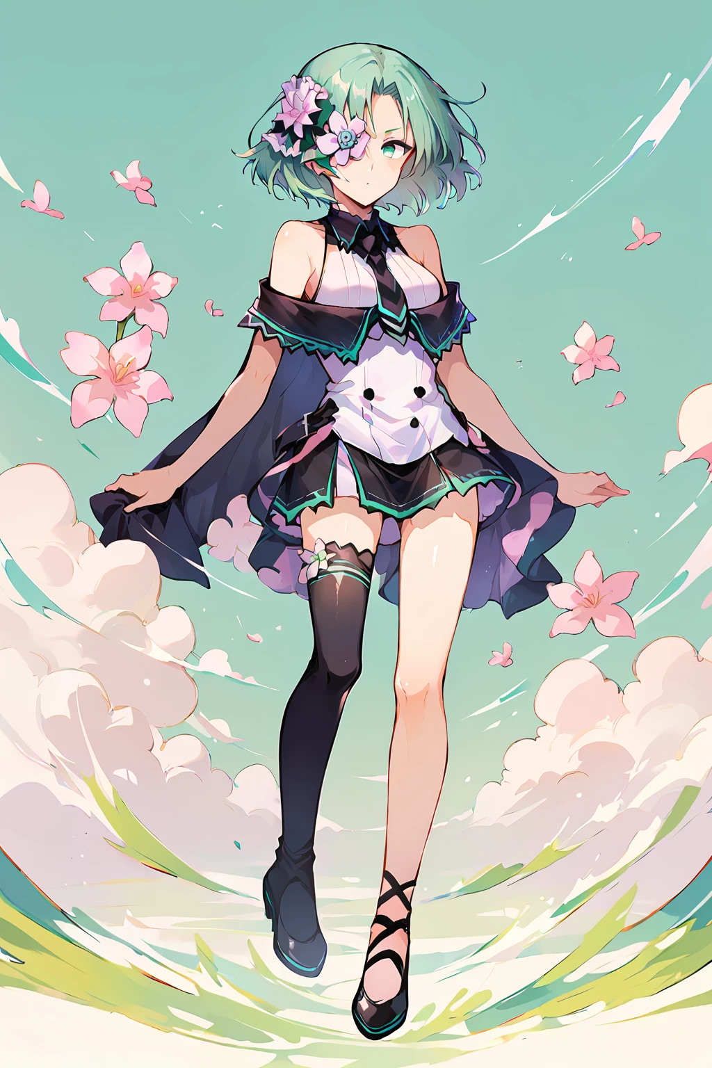 score_9, score_8_up,score_7_up,BREAK,source_anime,
 <lora:saya(arcaea):0.9>,saya(arcaea),1girl, green eyes, green hair, short hair, flower eyepatch, full body,