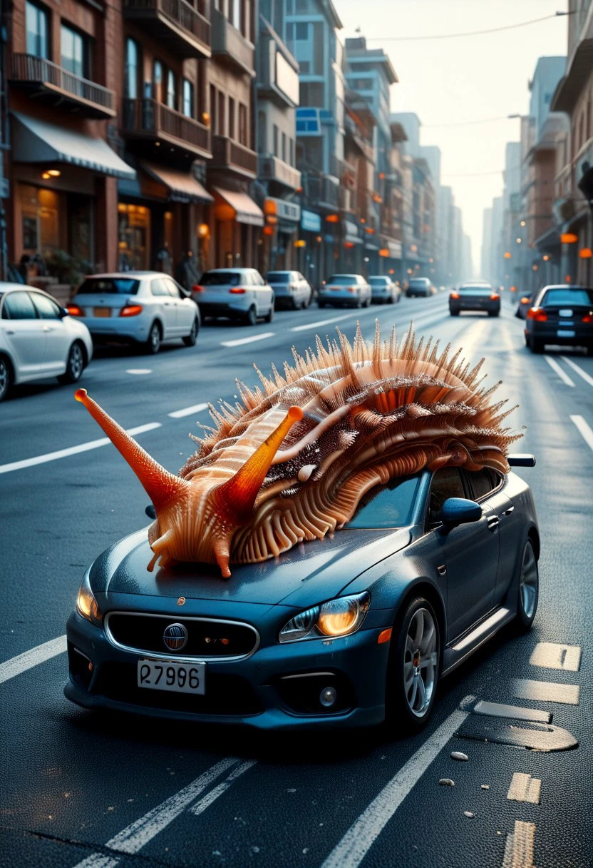 score_9, score_8_up, score_7_up, score_6_up, s34slug, sea creature, road, motor vehicle, traffic cone