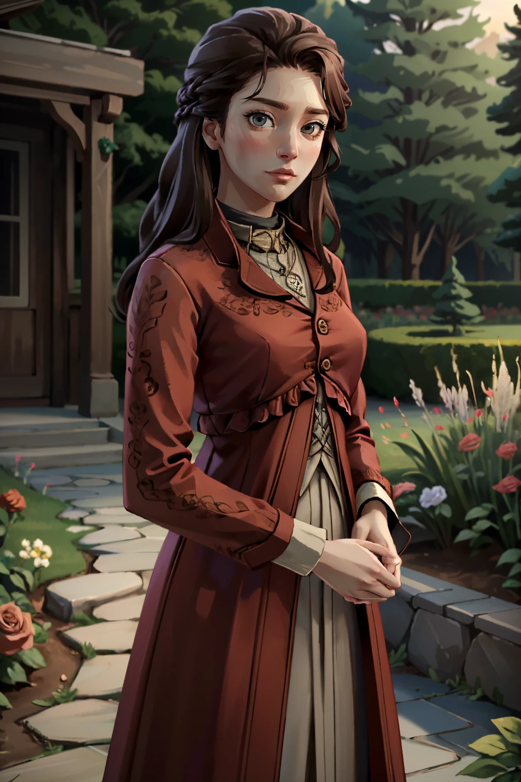 ((ultra detailed, masterpiece, absurdres))
<lora:GOTElaena:0.7>
GOTElaena, 1girl, brown hair, long hair, looking at viewer, rose garden, gardening, floral background