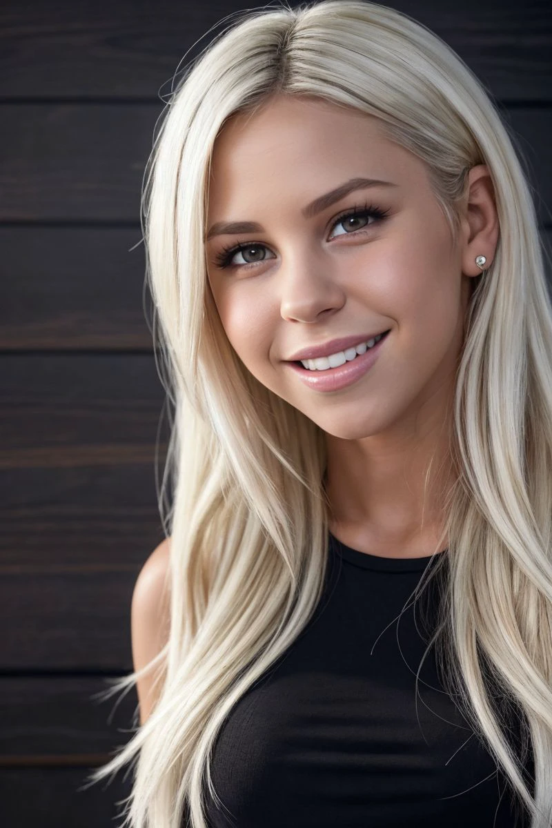 closeup headshot of S491_LolaMyluv,an attractive woman,in front of an (ebony wall:1.1),wearing a (shirt),(smiling),(4k, RAW photo, best quality, 50mm, depth of field, ultra high res:1.1),(intricate, photorealistic, cinematic-shot, masterpiece, ultra-detailed:1.1),