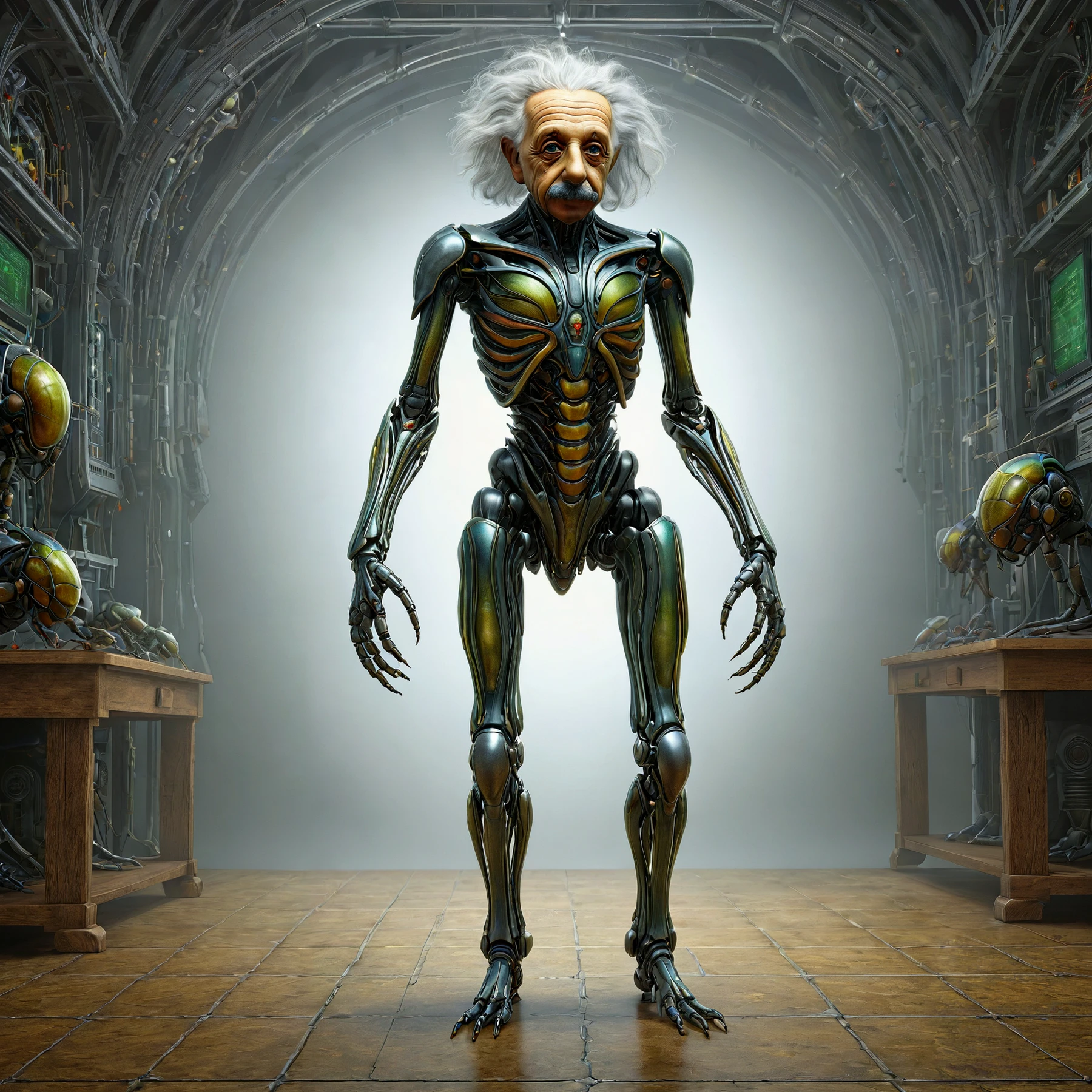 RAW photo, realistic, photorealistic,

Insectoid humanoid Albert Einstein. Standing. Full body view.

<lora:Insectoid01_CE_SDXL:1> AluInsctCE