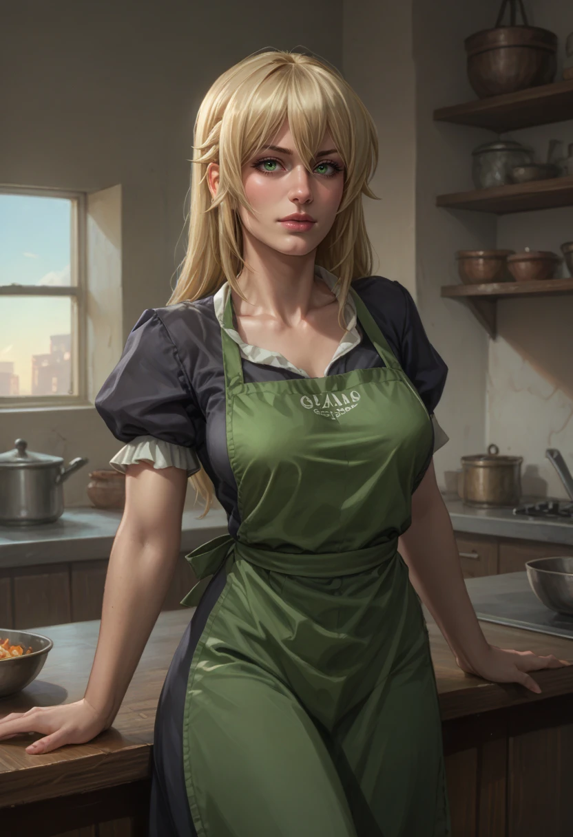 score_9, score_8_up, score_7_up, score_6_up, source_cartoon, raw, realistic, solo shot, view from front, 1girl, cq_cla1redr3ss, (green eyes.7), blonde hair, apron, short sleeve dress, grey dress, green apron, puffy sleeves, hair between eyes, bangs, <lora:FlintsSemiRealStyle-10:.25><lora:thepit_ponyxl_locon:.25> <lora:Fonglets_Sabudenego_Pony_XL:.75> <lora:sinfully_stylish_PONY_0.2:.5> <lora:CQ_ClairedressPony-10:.5>