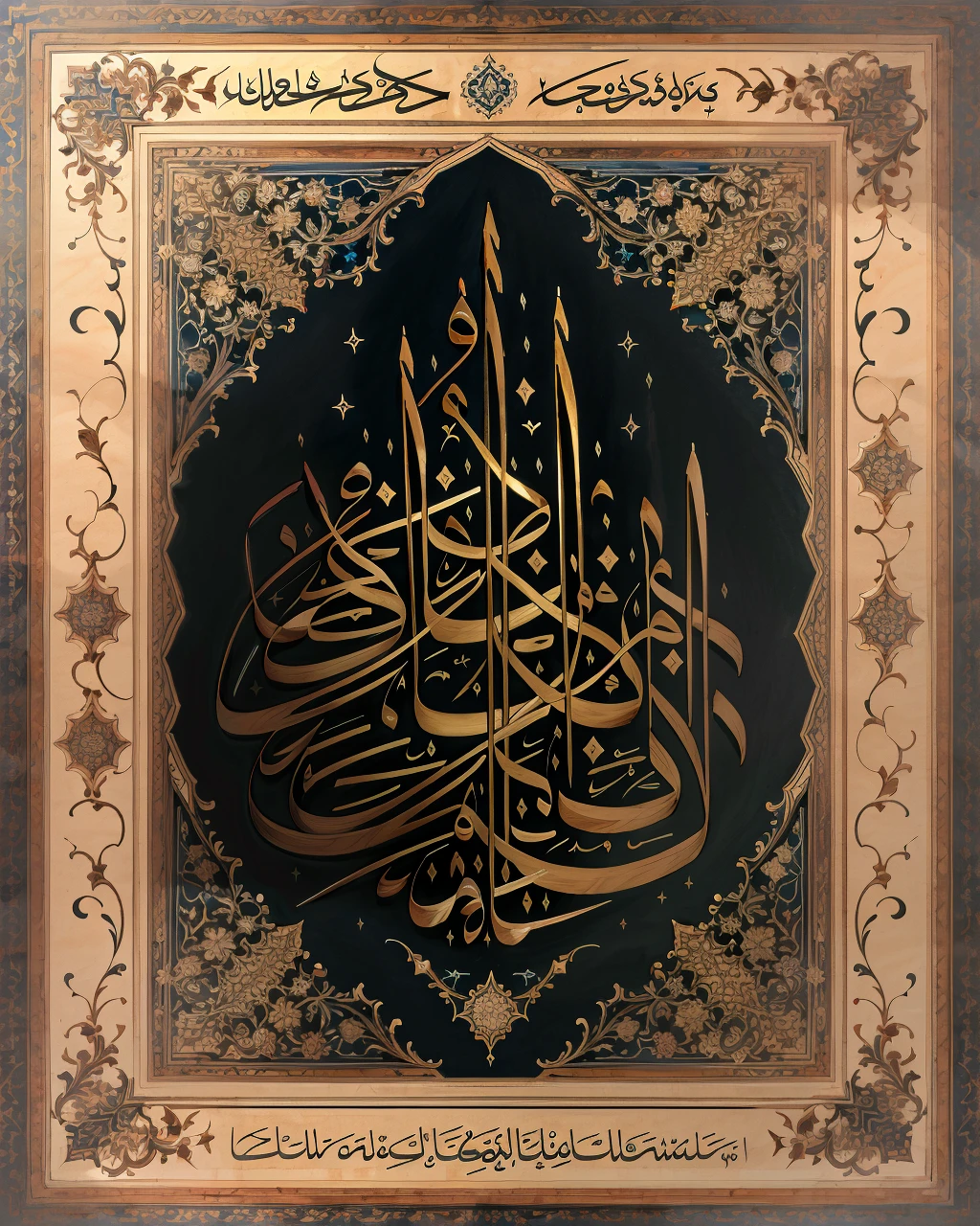 best quality,masterpiece,highly detailed,ultra-detailed, 
  <lora:neg9V2_last:0.5>  no humans
 <lora:Mustafa-Rakim:1> mustafa-rakim, no humans, text focus, traditional media Islamic calligraphy
blue theme