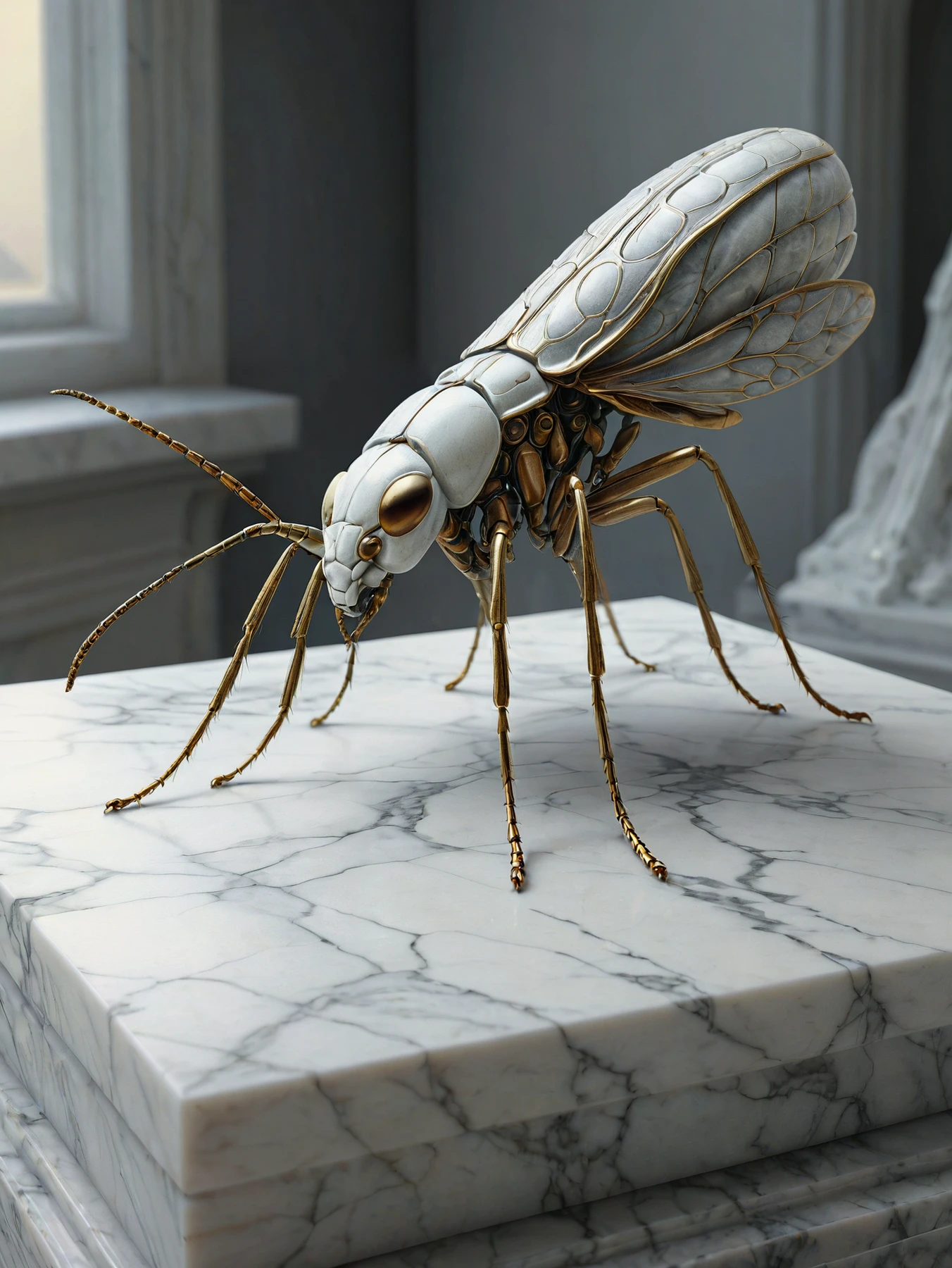 RAW photo, realistic, photorealistic,

An insect statue (made entirely of white marble:1.95).

<lora:Insectoid01_CE_SDXL:0.9> AluInsctCE