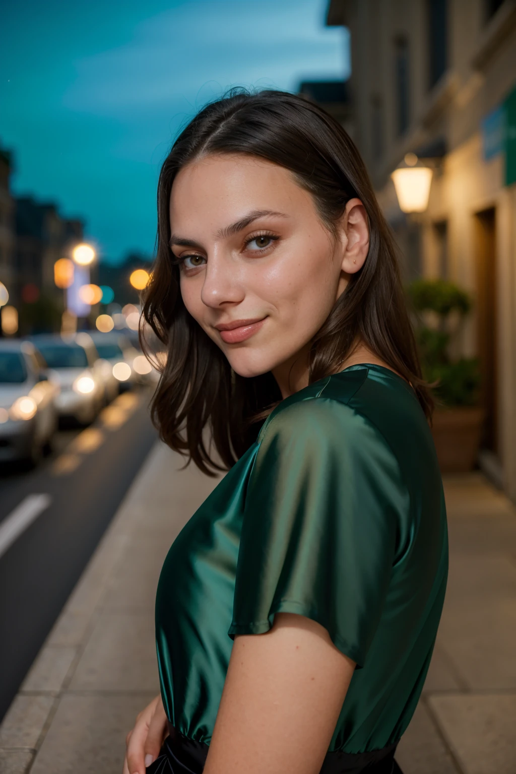 a photograph of (1girl, 19 years old, slight smile), <lora:ZH_DafneKeen_v1SD15:1>, zh_dafnekeen, solo, realistic, brown eyes, long hair,  looking at viewer,  wearing (black dress)