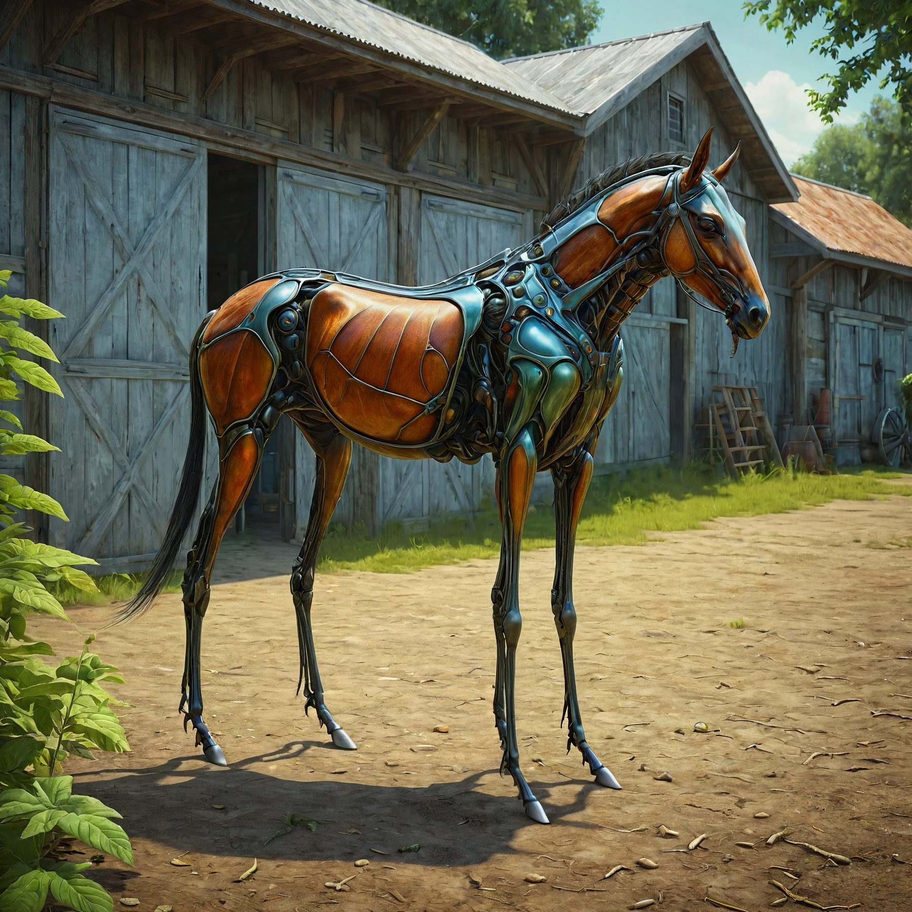 RAW photo, realistic, photorealistic,

Insectoid horse in the farmyard.

<lora:Insectoid01_CE_SDXL:1.1> AluInsctCE