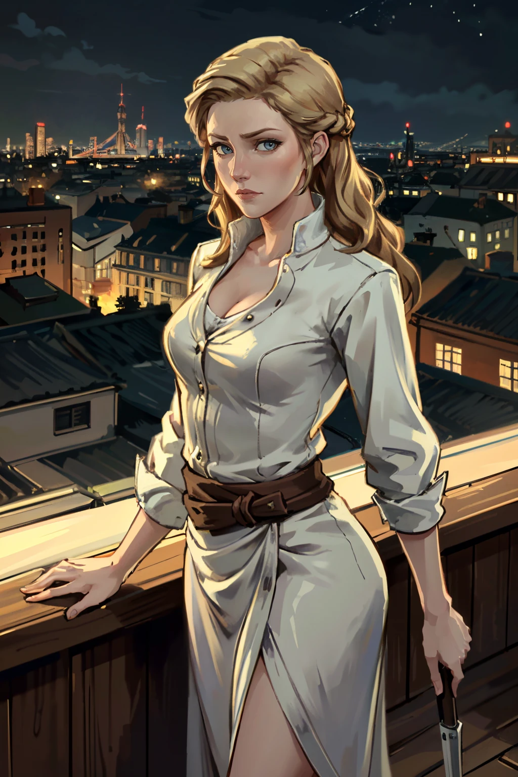 ((ultra detailed, masterpiece, absurdres))
<lora:GOTGwyn:0.7>
GOTGwyn, 1girl, blonde hair, long hair, looking at viewer, overlooking the city from a rooftop bar at night, chic outfit, standing