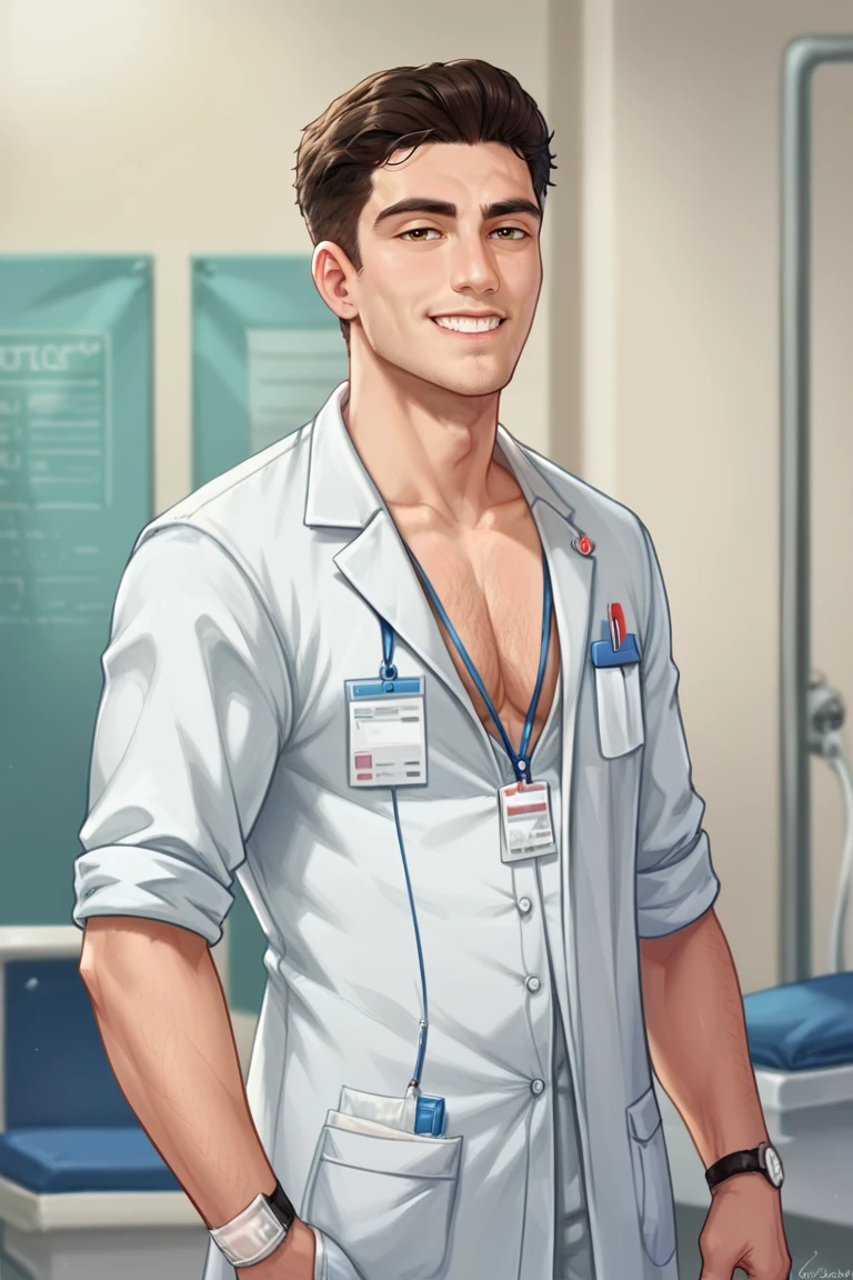 score_9, score_8, score_7, male, 1boy, dressed as a doctor, solo male, hospital, smile,Mitch_saron<lora:EMS-439346-EMS:0.800000>