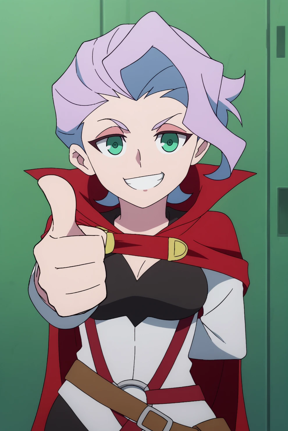 smiling, thumbs up to viewer, friendly, helpful, cheerful expression,  Croix Meridies, solo <lora:Little_Witch_Academia-Croix_Meridies-PDXL:0.8>