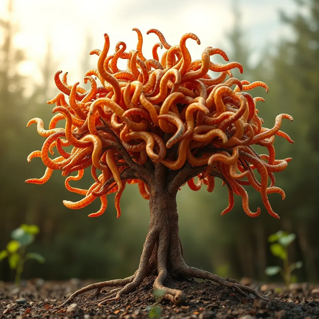 the tree of worms,earthworms,worms of terror