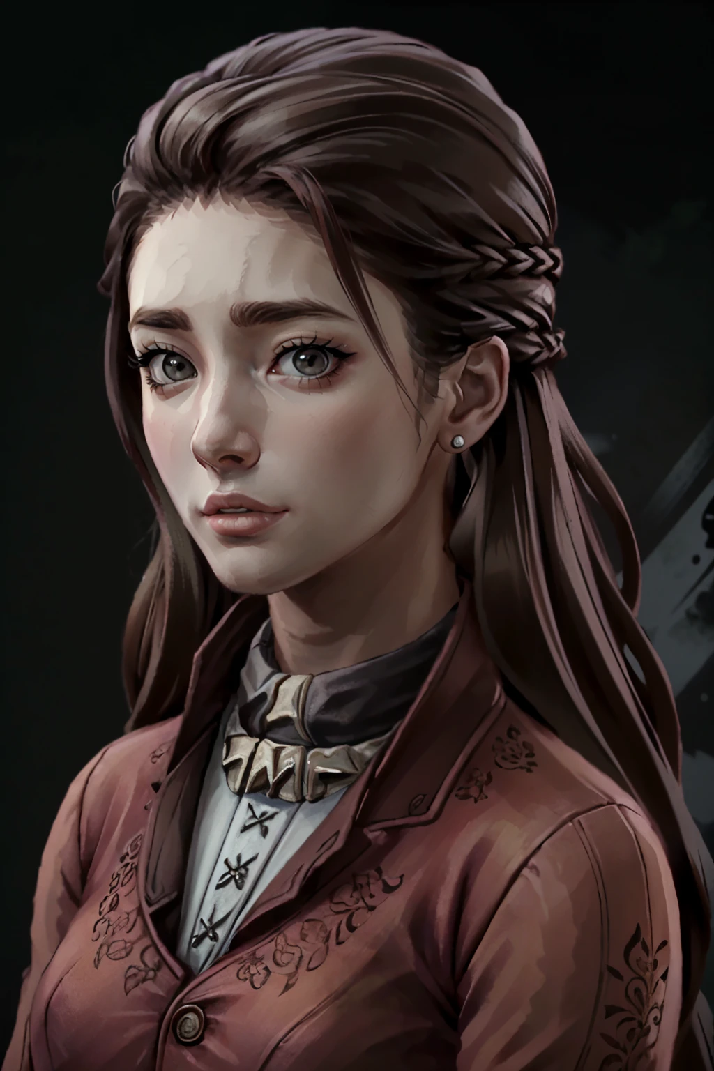 ((ultra detailed, masterpiece, absurdres))
<lora:GOTElaena:0.8>
GOTElaena, 1girl, brown hair, long hair, looking at viewer, simple background, portrait