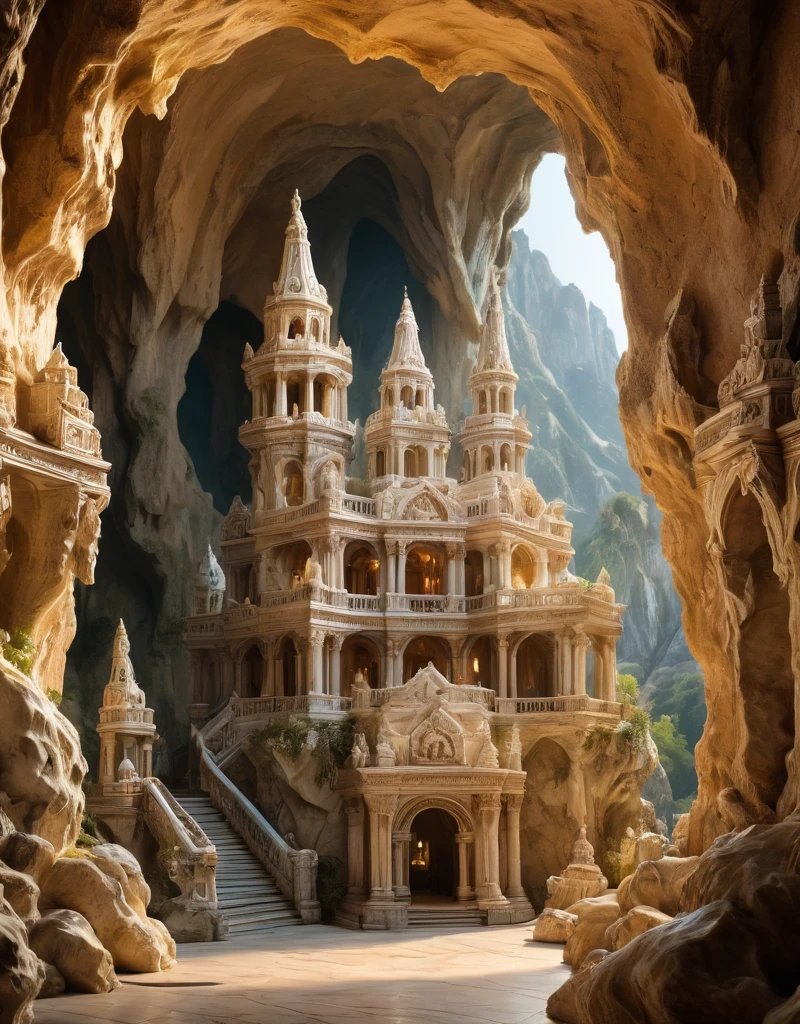 <lora:MarbleCastaluminumWorldXL:1> (palace in the middle of the caves MarbleCastaluminumWorld )((Photo Focus, DOF, Aperture, insanely detailed and intricate, character, hypermaximalist, hyper realistic, super detailed,))  (smile at viewer:1.3)