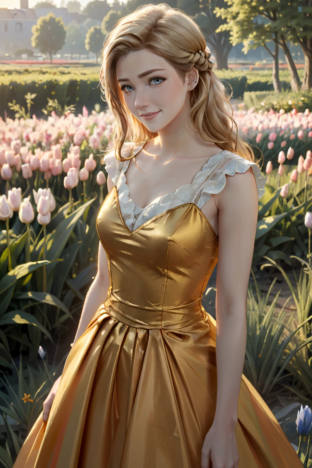 ((ultra detailed, masterpiece, absurdres))
<lora:GOTGwyn:0.7>
GOTGwyn, 1girl, blonde hair, long hair, looking at viewer, in a field of tulips, golden hour, elegant dress, smiling