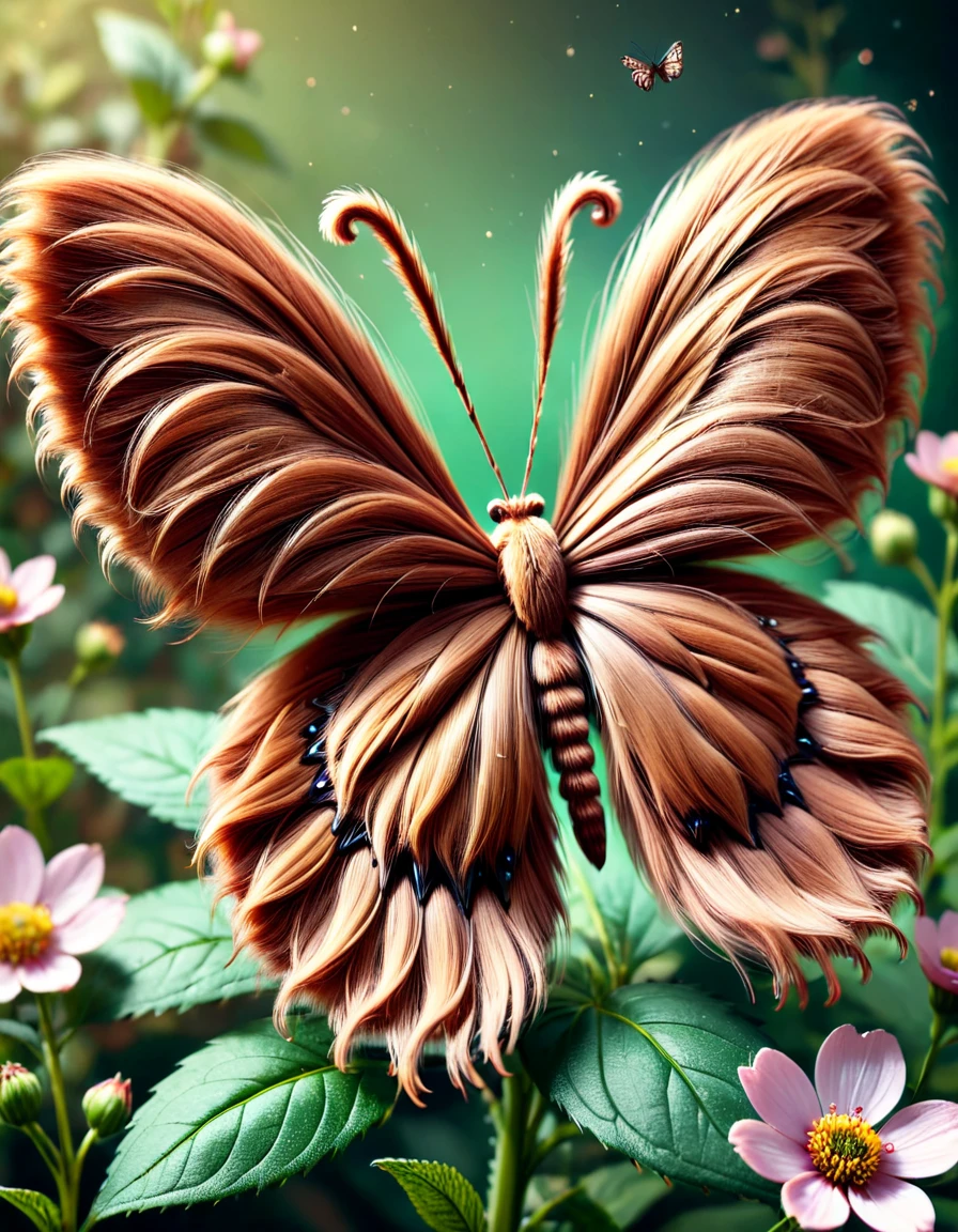 a beautiful butterfly made of w00kiee, on a flower, intricate details, raw photo, cinematic, directed, full color, dramatic, epic, great composition, highly detailed, sharp focus, elegant, winning, romantic, scenic, professional, artistic, ideal, futuristic, new, best, awesome, creative, surreal, perfect, detail, clear, modern, novel