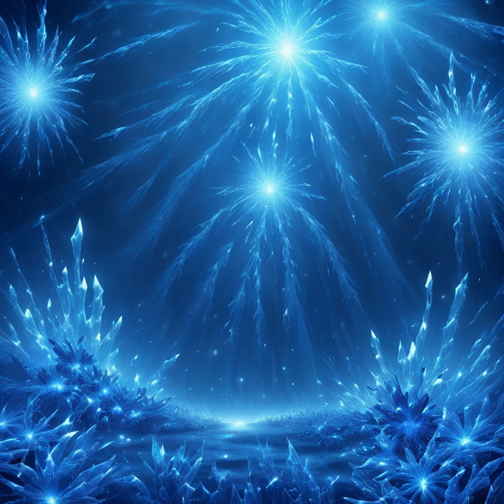 dark, blue theme, lightnings, ice, scenery, no humans, crystal, flower, blue flower, cloud, magic light, spheres, aerial fireworks