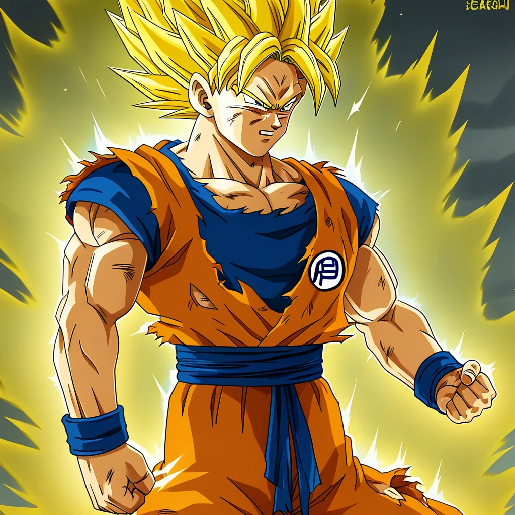 score_9, score_8_up, score_7_up,  BREAK

dragon_ball,Super_Saiyan_Gold_Aura, 1boy, male focus, blonde hair, super saiyan, solo, aura, muscular, super saiyan 1, torn clothes, wristband