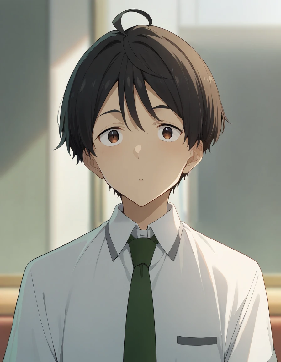 score_9, score_8_up, score_7_up, source_anime, BREAK
1boy, solo, looking at viewer, blurry background,
<lora:kazuhiko_nukumizu_anime-soralz:1>,
kazuhiko nukumizu, short hair, black hair, ahoge, brown eyes,
school uniform, white collared shirt, short sleeves, green necktie