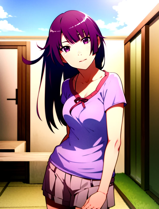 Hitagi Senjougahara, solo, standing, outside, 1girl          <lora:Hitagi-Senjougahara:1>