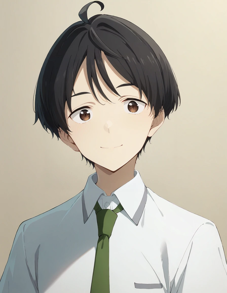 score_9, score_8_up, score_7_up, source_anime, BREAK
1boy, solo, looking at viewer, simple background, portrait,
<lora:kazuhiko_nukumizu_anime_v2-soralz:1>,
kazuhiko nukumizu, short hair, black hair, ahoge, brown eyes,
school uniform, white collared shirt, short sleeves, green necktie, light smile,