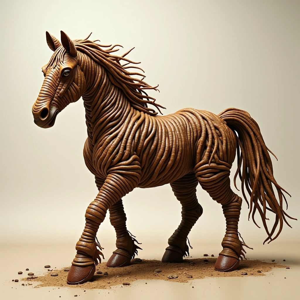 a horse made of earth worms,worms of terror