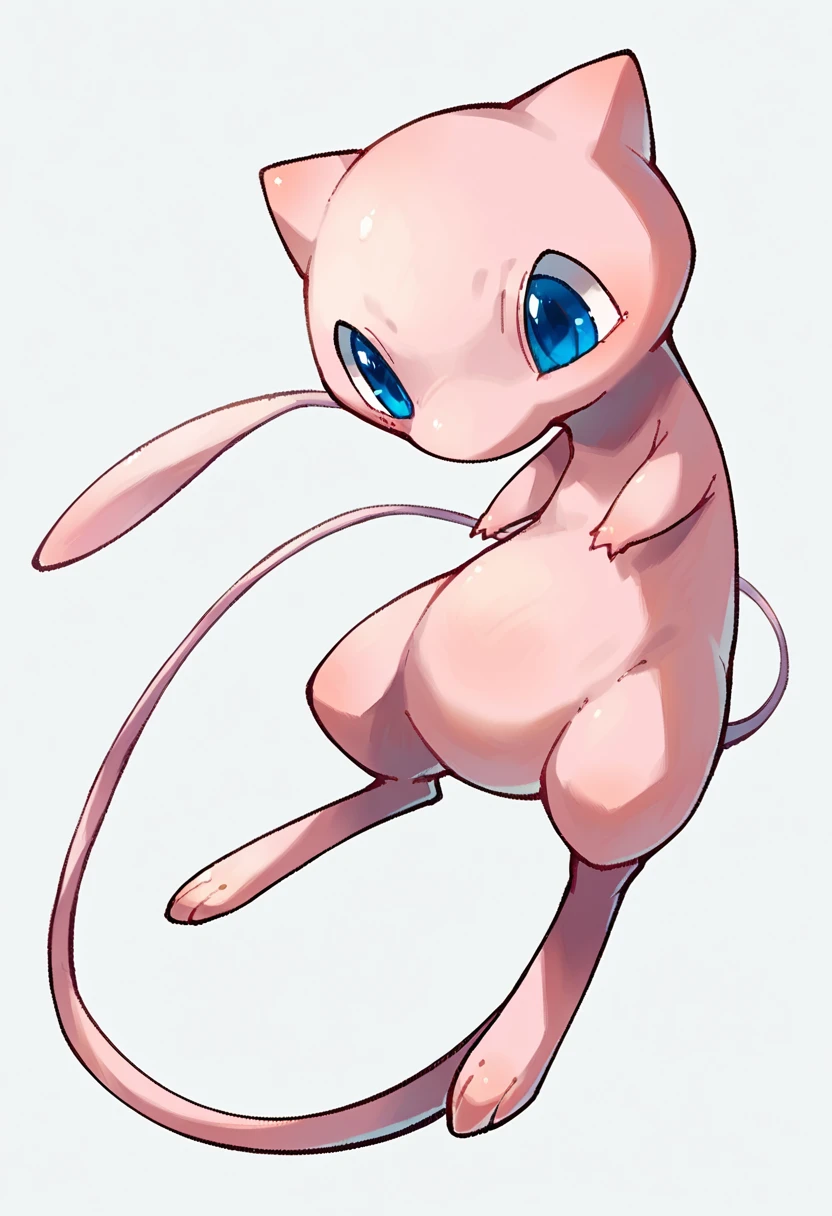 score_9, score_8_up, score_7_up, score_6_up, source_furry, solo, dof, full-length portrait, white background,  <lora:POKEMON_MEW:1> mew, pokemon (creature), blue eyes