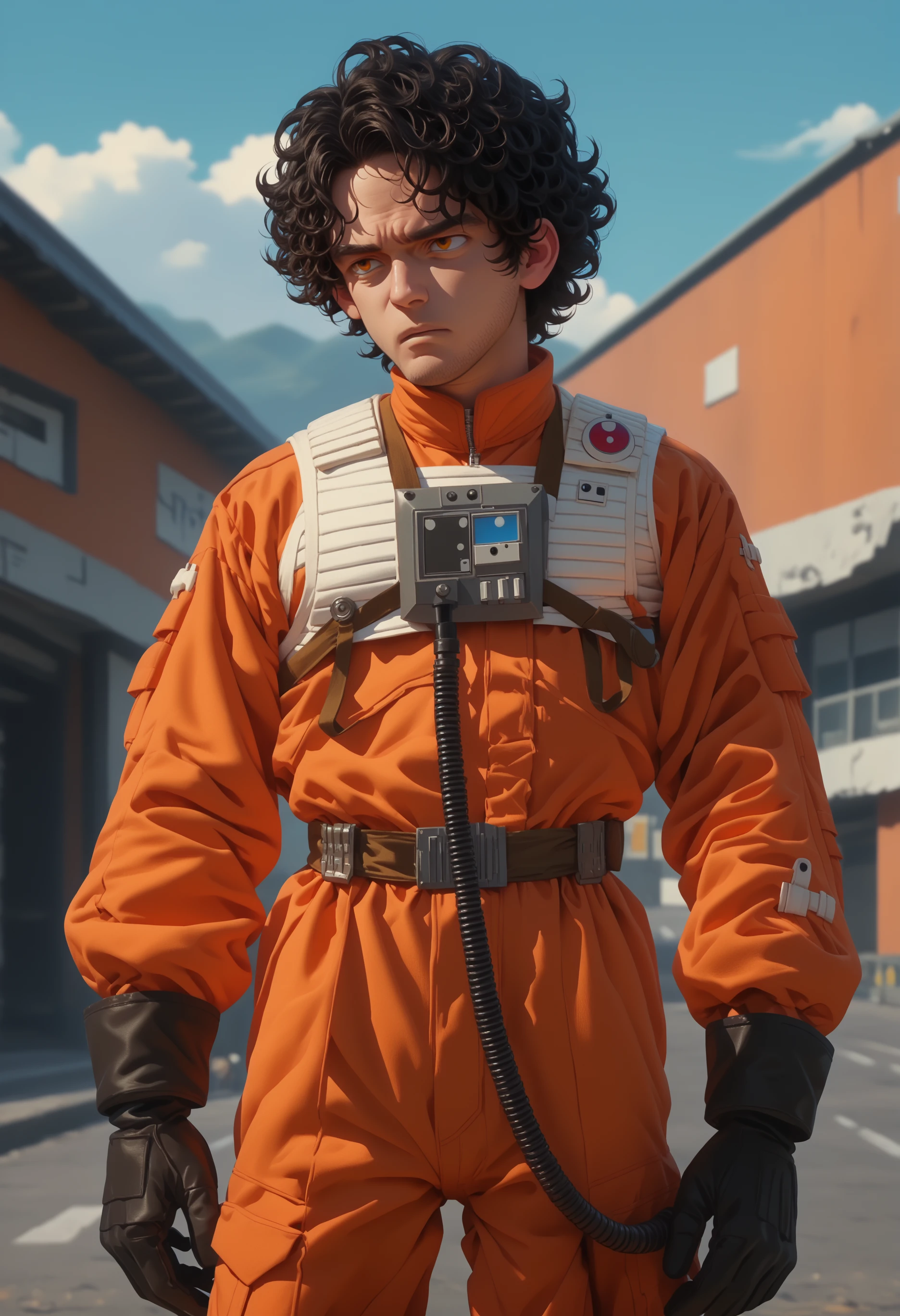 score_9, score_8_up, score_7_up, (rebelpilotsuit, solo,orange pants),anime coloring,anime screencap,source_anime,man, solo, curly hair,black hair,sci fi background
,<lora:RebelPilotPony-000026>