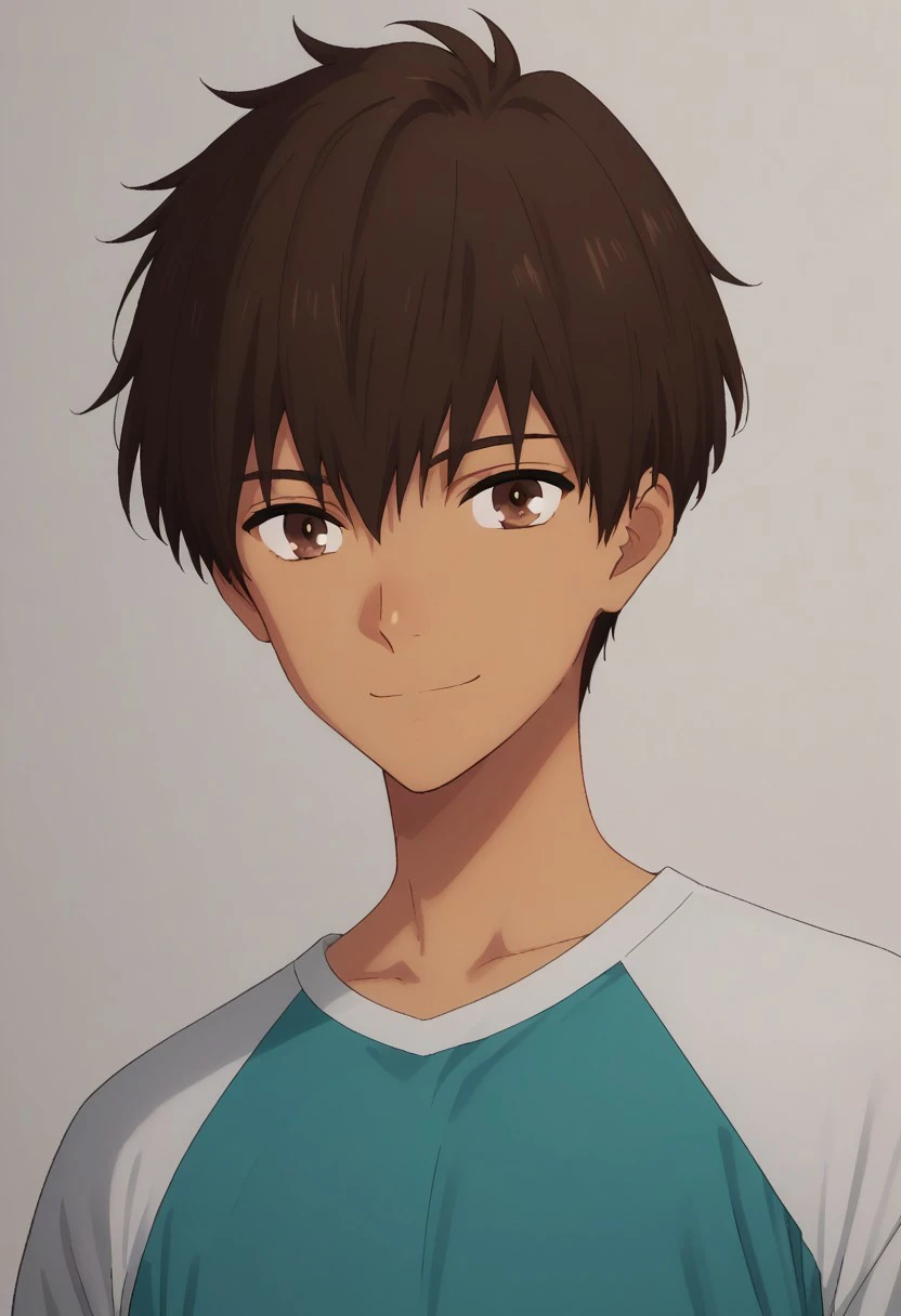 score_9, score_8_up, score_7_up, source_anime, highly detailed, 
rionmizumori, 1boy, male focus, dark-skinned male, brown eyes, dark skin, solo, brown hair,
smile, upper body, looking at viewer, shirt, raglan sleeves,