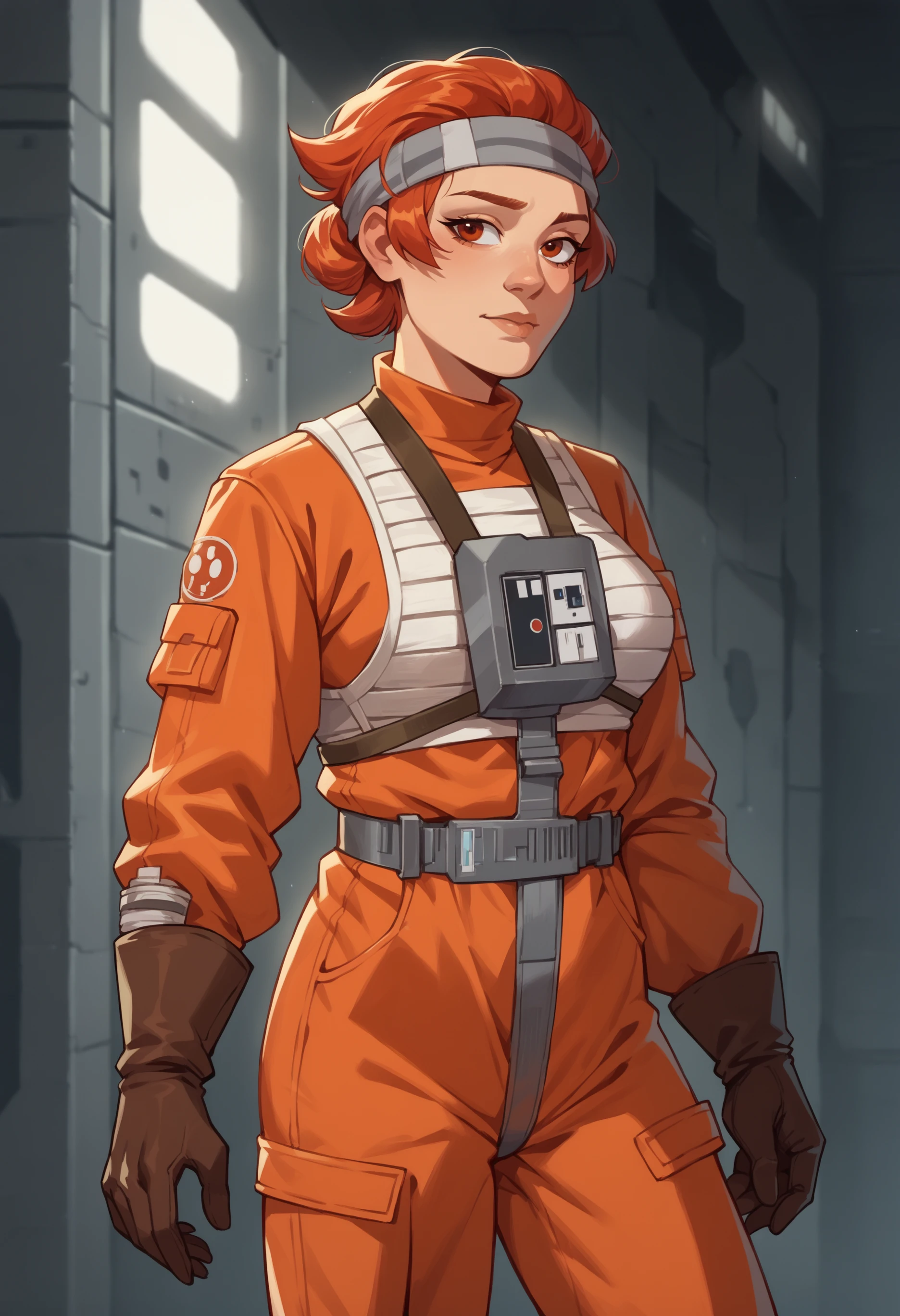 score_9, score_8_up, score_7_up, (rebelpilotsuit, solo,orange pants),female, solo, grey headband,sci fi background
,<lora:RebelPilotPony-000026>