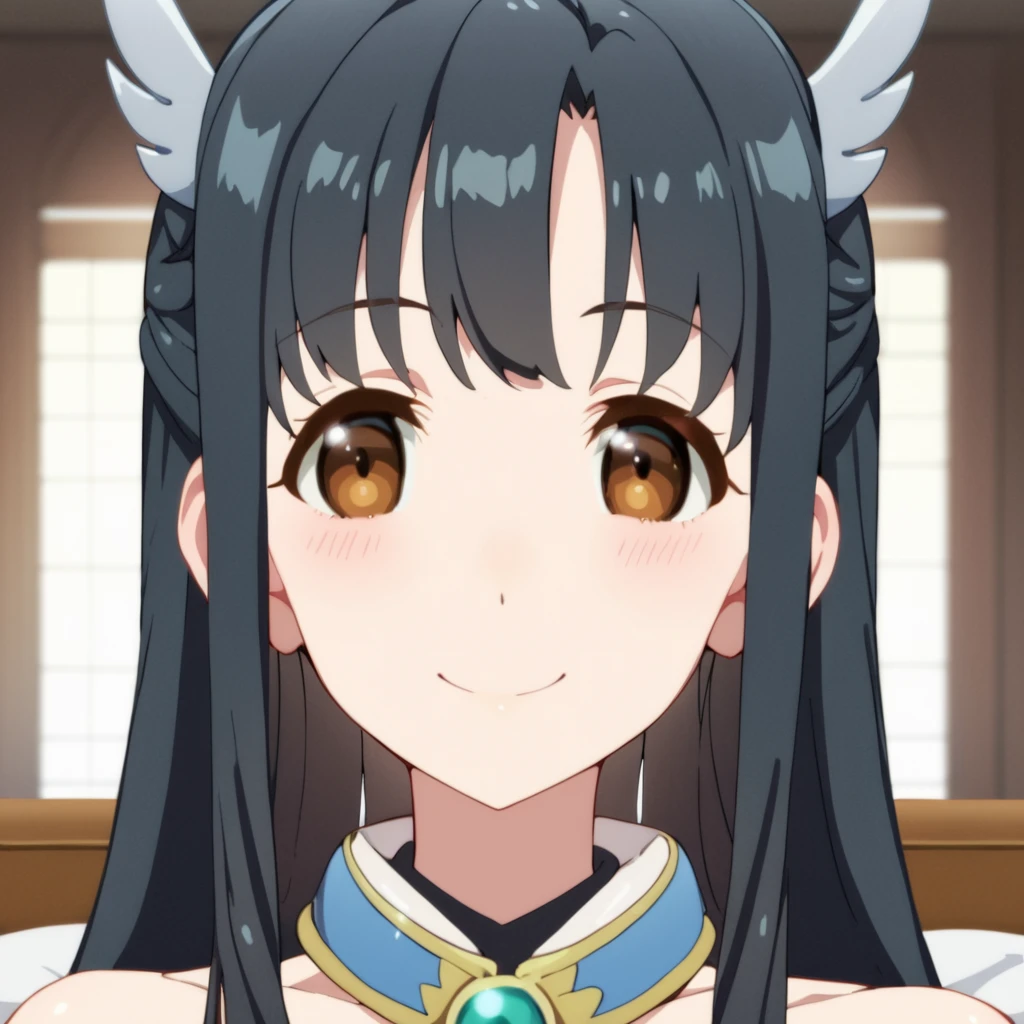 score_9, score_8_up, score_7_up, score_6_up, score_5_up, score_4_up, source_anime,  Kaori, black hair, brown eyes, , smile, portrait