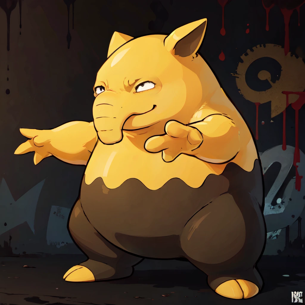 ((masterpiece,best quality)), absurdres, <lora:Drowzee_Pokemon:0.7>,   zzDrwz, smile, standing, upper body, black eyes, graffiti, crossed arms,