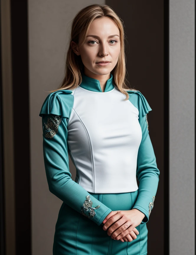 a perfect professional absurdres intricately detailed full torso sharp focus photograph of 1woman (Juliet_Rylance:1.1),
 <lora:Juliet_Rylance-SD:0.8> ,
<lora:Imperial_Officer:1> Imperial officer wearing a (chartreuse) uniform