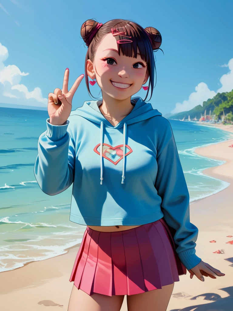 <lora:fuwachanPDXL_v1:0.8>fuwachanPDXL, 1girl, solo, skirt, hairclip, hair ornament, smile, v-sign, twin bun, beach, hoodie,, <lora:J_cartoon:1> j_cartoon<lora:Expressive_H:0.8> ExpressiveH<lora:CitronAnimeTreasure:0.3><lora:LunarCAT_Style:0.3> score_9, score_8_up, score_7_up,