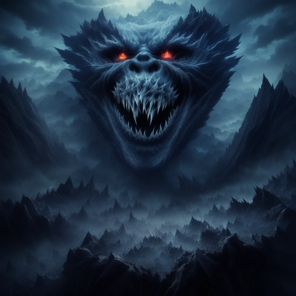 teeth, mountain, cloud, dragon, evil, multiple wings, creepy, cave, wings, beard, night, sky