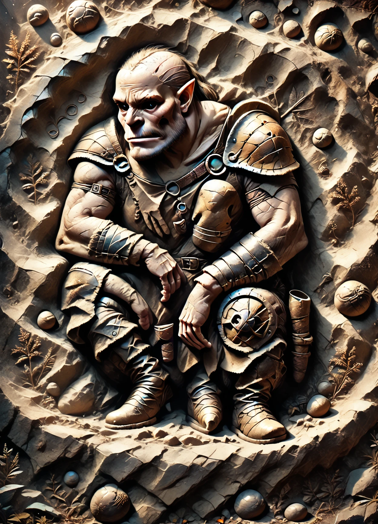 troll with a war hammer sitting on a stone throne: ultra realistic and detailed image