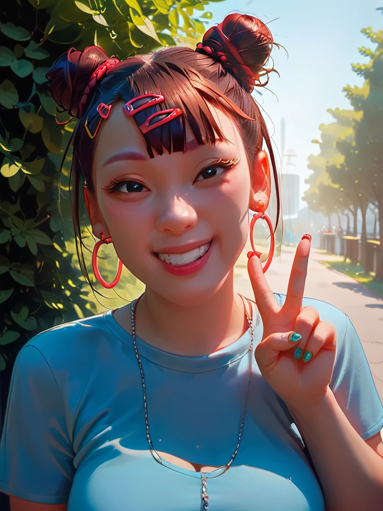 <lora:fuwachanPDXL_v1:0.8>fuwachanPDXL, 1girl, solo, hair ornament, hairclip, smile, hair bun, park, v-sign,, <lora:princess_xl_v2:0.8><lora:g0th1cPXL:0.3> g0th1cpxl<lora:Expressive_H:0.8> ExpressiveH<lora:NAI Smooth Boys Style SDXL_LoRA_20r_20e_8i_nr32_a16_Pony Diffusion V6 XL:0.8> score_9, score_8_up, score_7_up,