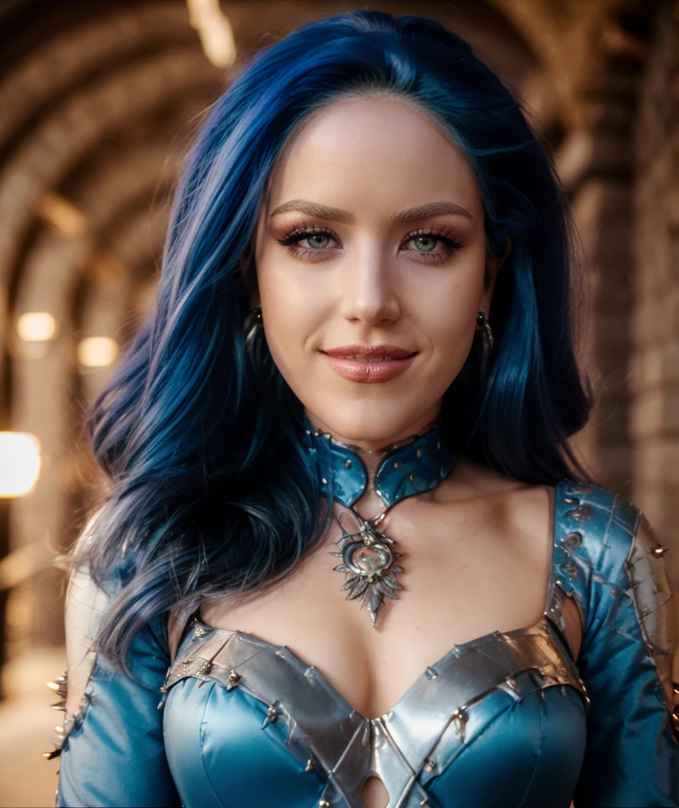 cinematic photo  <lora:quiron_AlissaWhiteGluz_v090330_Lora:0.87> alissaWhiteGluzQuiron woman, 1girl, long hair,  realistic, looking at viewer, lips, jewelry, earrings, parted lips, blue eyes,  , smile ,  MakeUp,,  modest outfit,  ,    . 35mm photograph, film, bokeh, professional, 4k, highly detailed