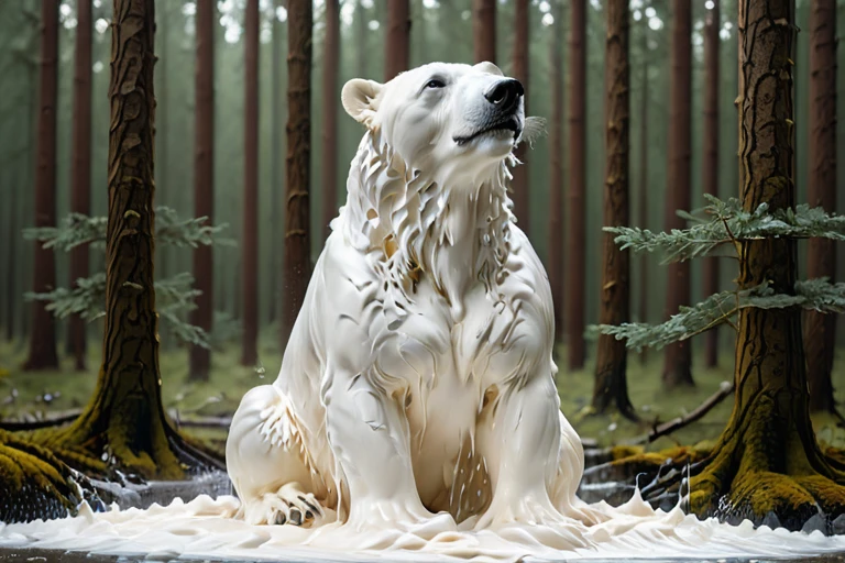 a polar bear melting in the antarctic,Whipped Cream liquid