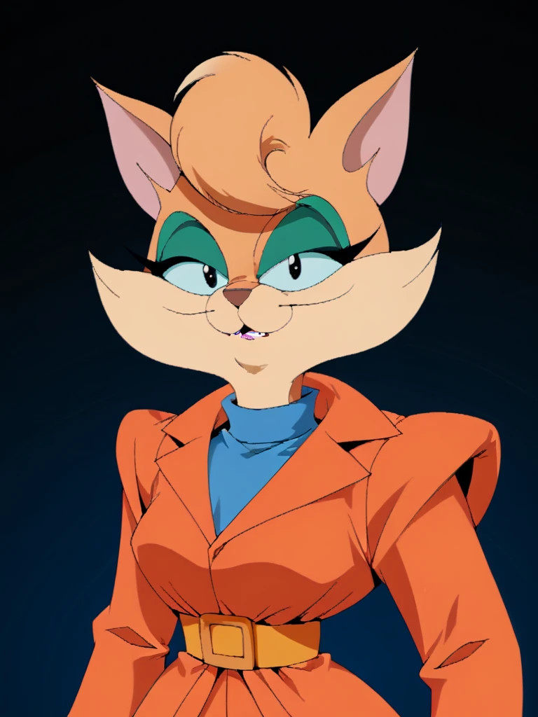 score_9, score_8_up, score_7_up, score_6_up, score_5_up, score_4_up, source_furry, Tabitha_Fantomcat, detailed eyes, detailed face, (retro artstyle, 1990s \(style\), flat color, toon \(style\)),  <lora:tabitha-v1:1>