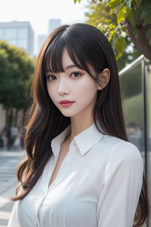 ltra-detailed,highly detailed,best quality,masterpiece,illustration, drawing, realistic, photorealistic,
office_lady, 1girl, solo,
long hair, bangs,
looking at viewer, upper body,
outdoors, nature, tree,
<lora:office lady_v1_04:0.7>