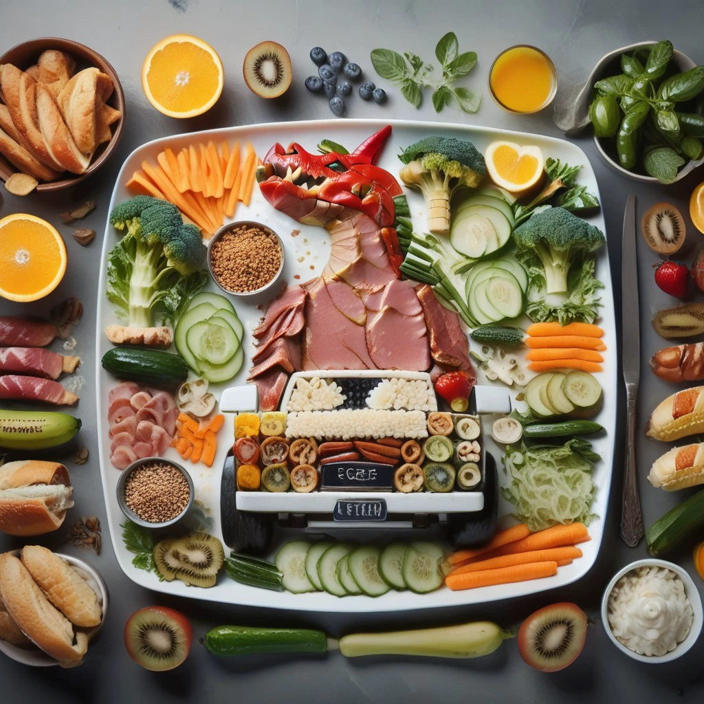 score_9, score_8_up, score_7_up, BREAK, f00df0rm, food, dragon_car, fruit, vegetables, meats, grains , still life