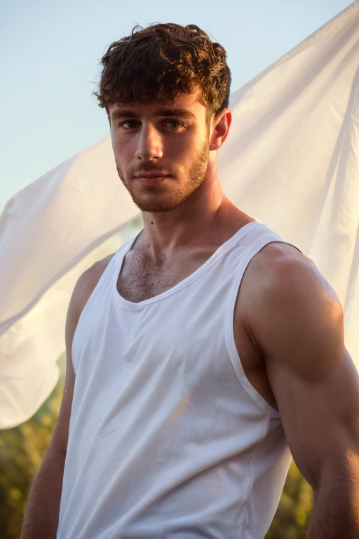 photograph of guy  face focus, upper body High resolution handsome guy, highly detailed, white tank top, (look at viewer) bokeh background, sunlight morning, sunburnt,  <lora:add_detail:0.7>   <lora:yuvalsliper:0.8> yuvalsliper,, (masterpiece,best quality:1.5)