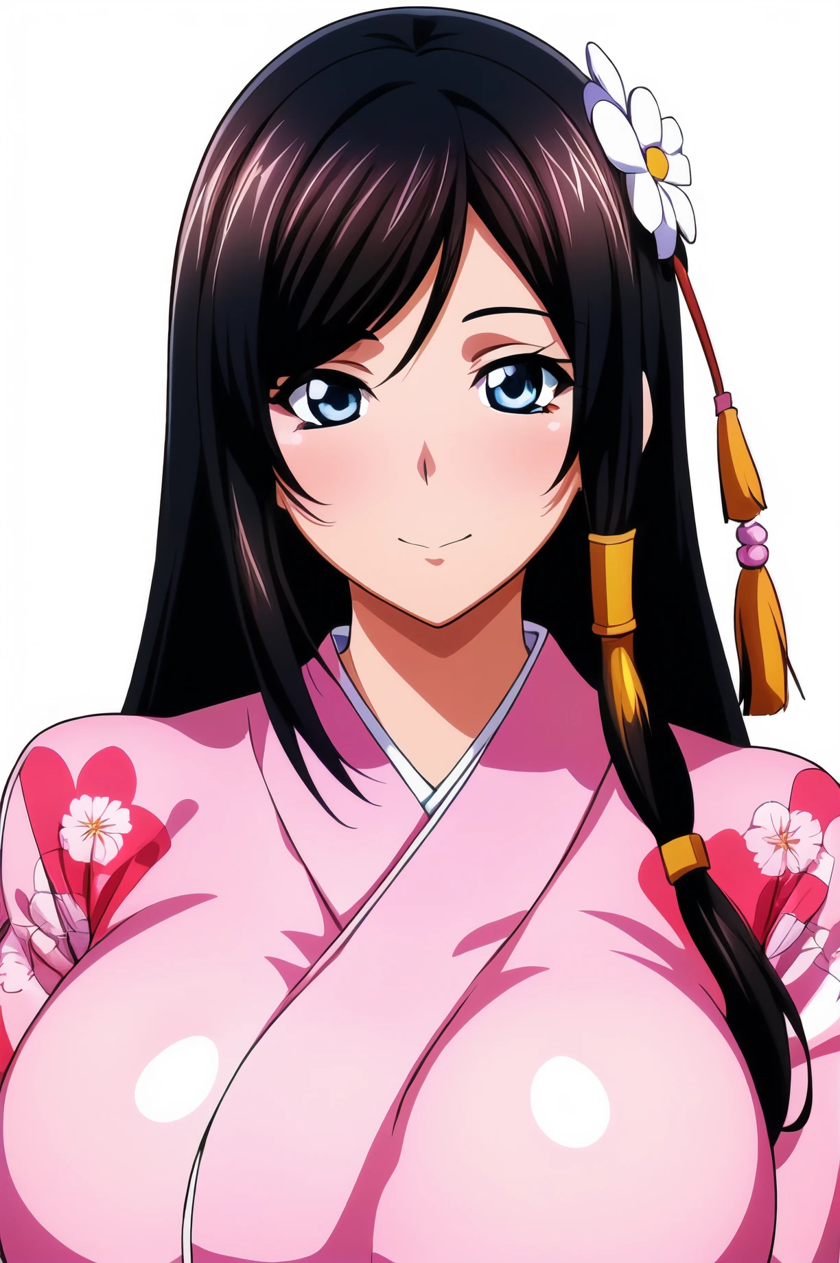 Simple Background,(White_Background:1.1),
dynamic pose,standing at attention,
Pink kimono, japanese clothes, long sleeves, wide sleeves,
<lora:kokoro_doa-KK77-V1:0.7>,floral print,
blue eyes, black hair,bangs,Long hair,hair ornament, Makeup, red lipstick,
<lora:more_details:0.1>,<lora:NovelAI_YesMix5_KKStyle-KK77-Yes5-V1:0.3>,
1 girl, 20yo,Young female,Beautiful long legs,Beautiful body,
Beautiful Nose,Beautiful character design, perfect eyes, perfect face,expressive eyes,perfect balance,
looking at viewer,(Focus on her face),closed mouth, (innocent_big_eyes:1.0),(Light_Smile:0.3),
official art,extremely detailed CG unity 8k wallpaper, perfect lighting,Colorful, Bright_Front_face_Lighting,White skin,
(masterpiece:1.0),(best_quality:1.0), ultra high res,4K,ultra-detailed,
photography, 8K, HDR, highres, absurdres:1.2, Kodak portra 400, film grain, blurry background, bokeh:1.2, lens flare, (vibrant_color:1.2),professional photograph,
(Beautiful,large_Breasts:1.4), (beautiful_face:1.5),(narrow_waist),