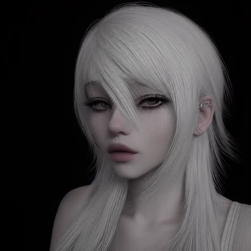 teen woman, white hair, 4k, rtx