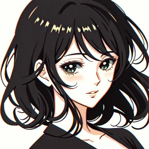 shojo, girl, black dress, close up