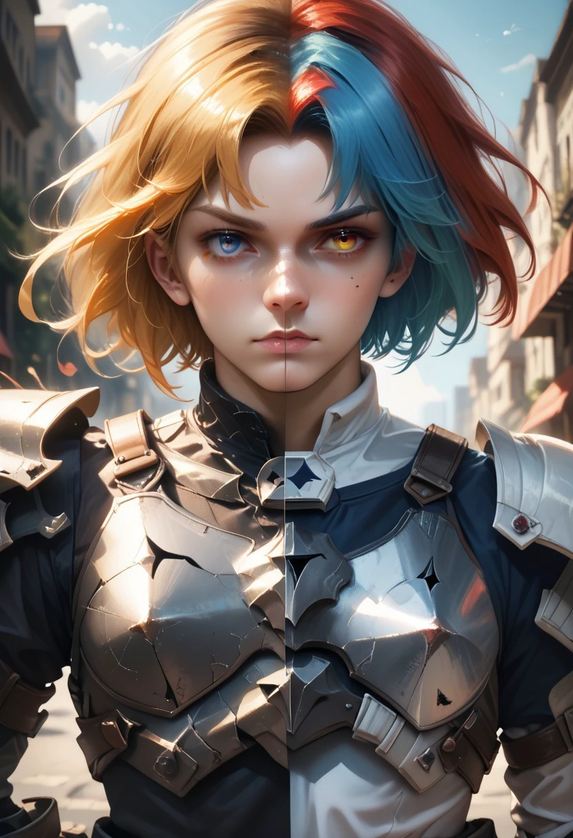 score_9_up, score_8_up, score_7_up, REALISTIC, DUALITY SEGMENTATION, 
MIX OF man AND armor,
HETEROCHROMIA, SPLIT-COLOR HAIR