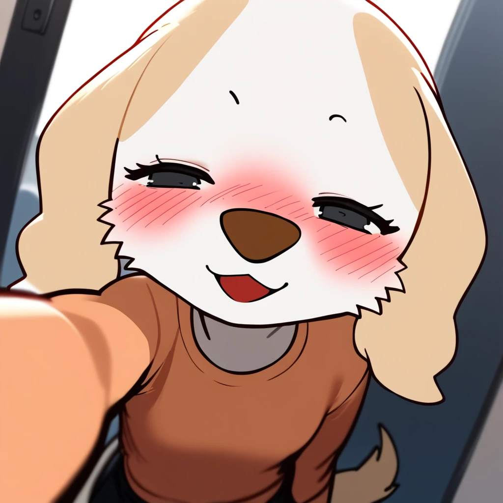 <lora:Inui_Aggretsuko-03:1> score_9, score_8_up, score_7_up, score_6_up, score_5_up, score_4_up, inui_aggretsuko, dog girl, furry female, half-closed eyes, nose blush, naughty face, open mouth, 1girl, selfie