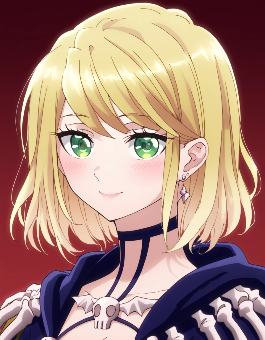 (masterpiece), (best quality), (ultra-detailed), score_9, score_8_up, score_7_up, score_6_up, score_5_up, score_4_up, source_anime,  Desumi_Shinigami, blonde hair, green eyes, short hair, dress,  portrait, illustration, disheveled hair, detailed eyes, perfect composition, moist skin, intricate details, earrings, score_9, score_8_up, score_7_up, score_6_up, score_5_up, score_4_up, source_anime, Desumi_Shinigami, blonde hair, green eyes, short hair, dress, portrait, highly detailed, epic composition, magical atmosphere, glowing light, cool color, striking